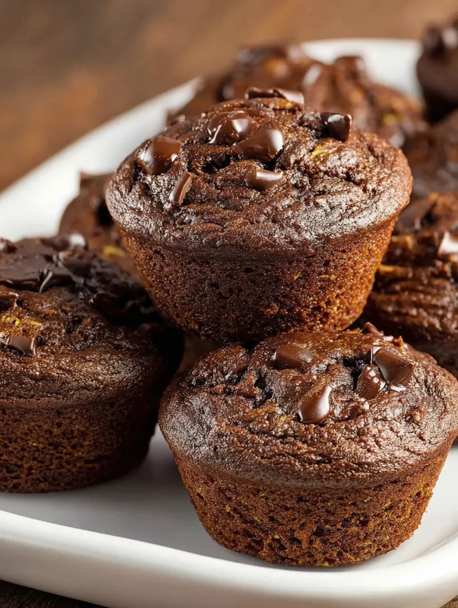 A plate of mini chocolate zucchini cakes.