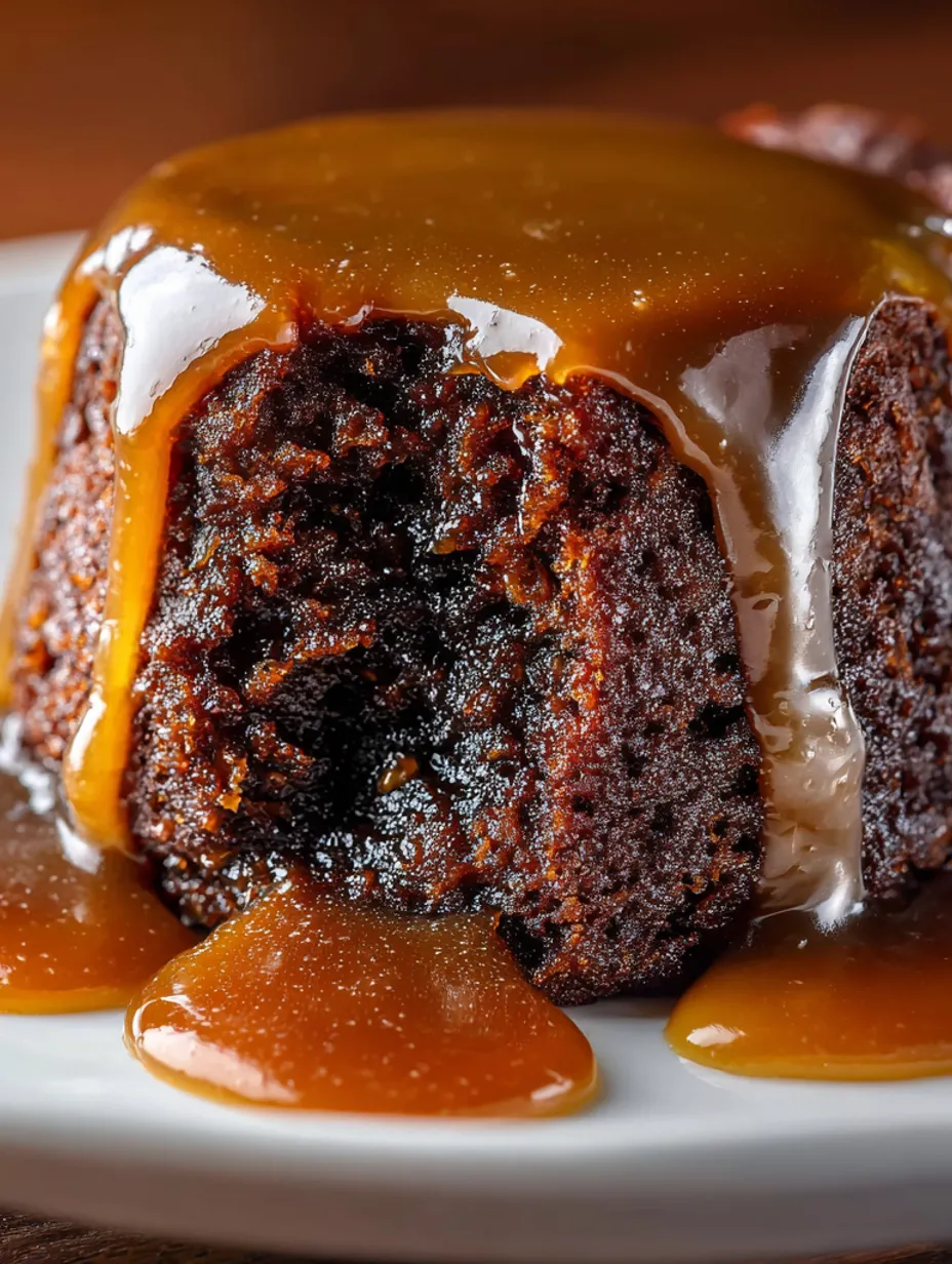 A slice of sticky toffee pudding.