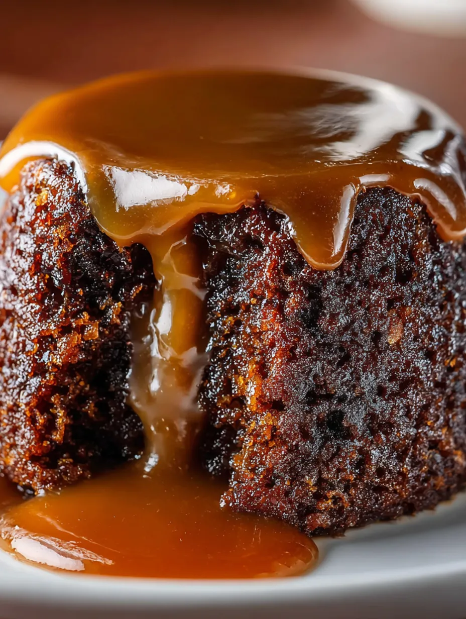 A slice of sticky toffee pudding.