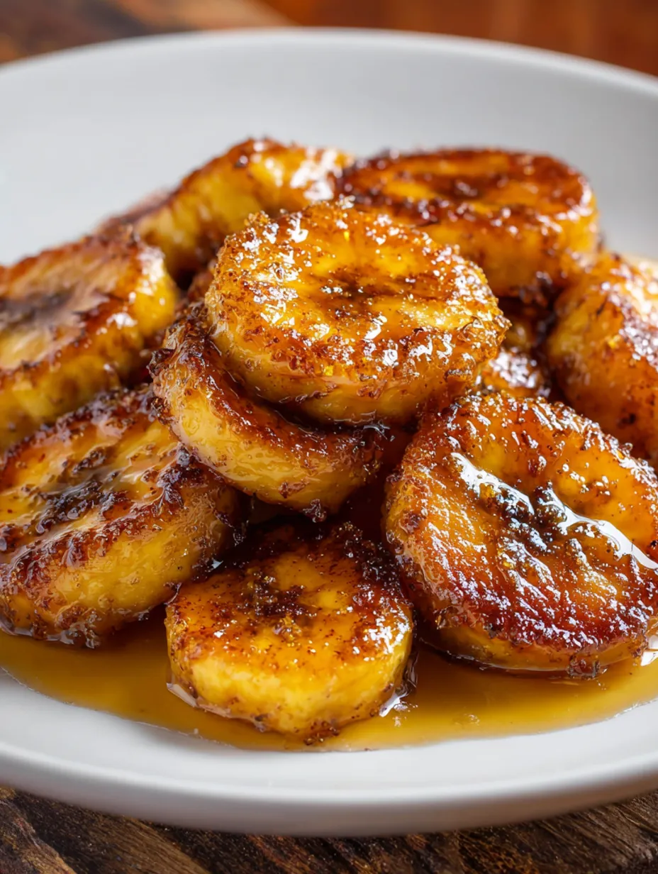 Pan fried bananas on a plate.