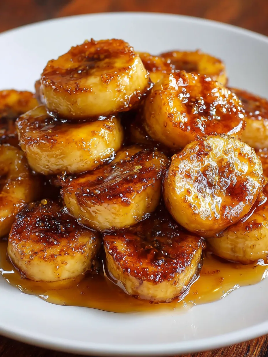 Pan fried bananas with caramel sauce.