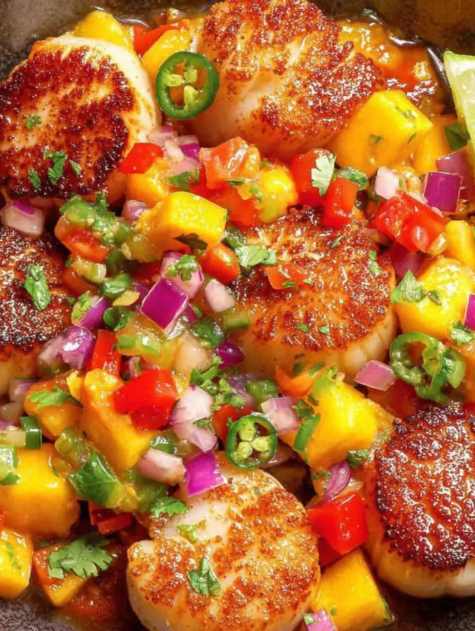 Scallops with Fruit Salsa.