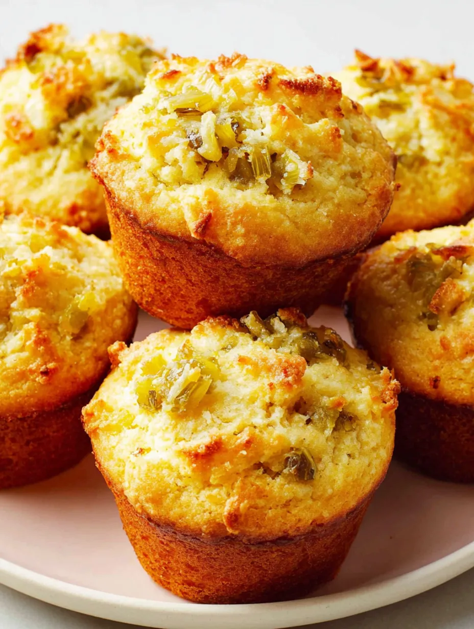 A plate of muffins with dill pickle relish on top.