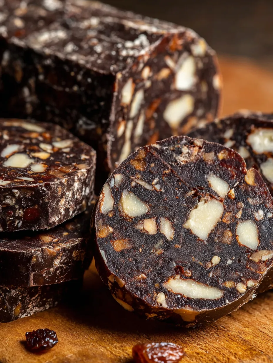 Chocolate block with dried fruit.