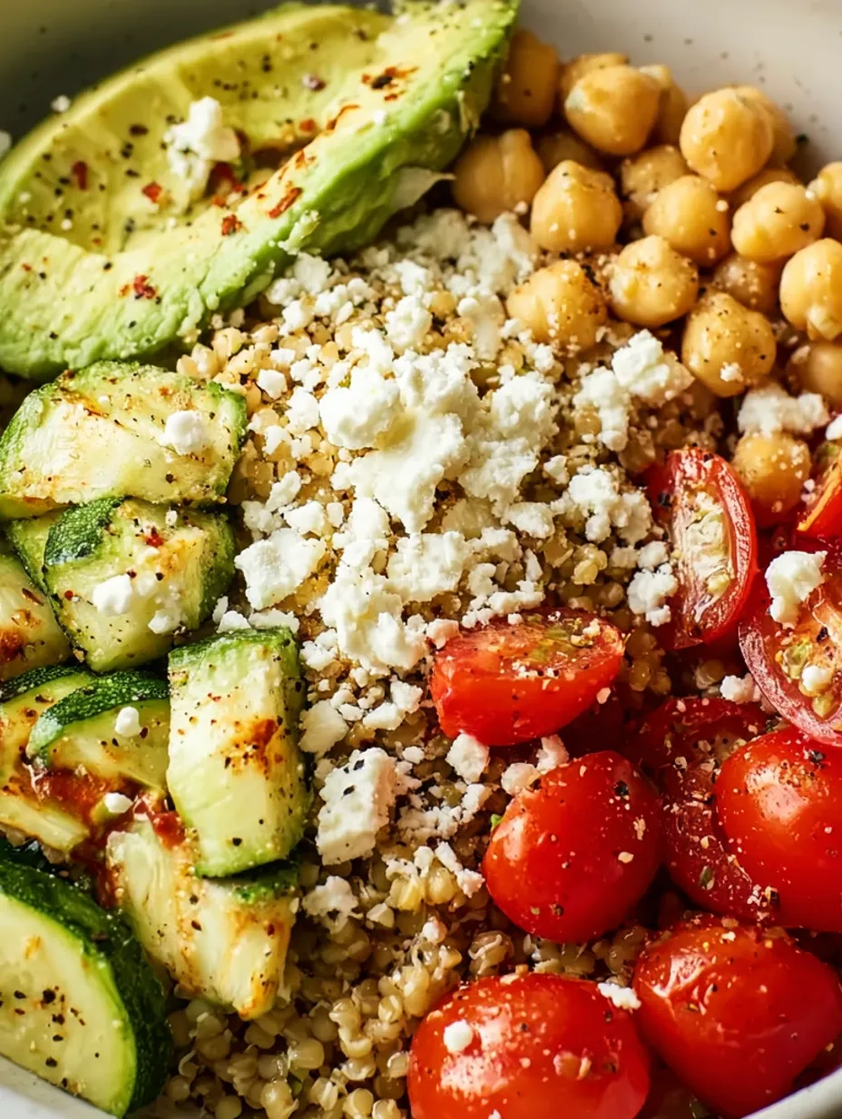 A bowl of food with chickpeas, tomatoes, and feta cheese.