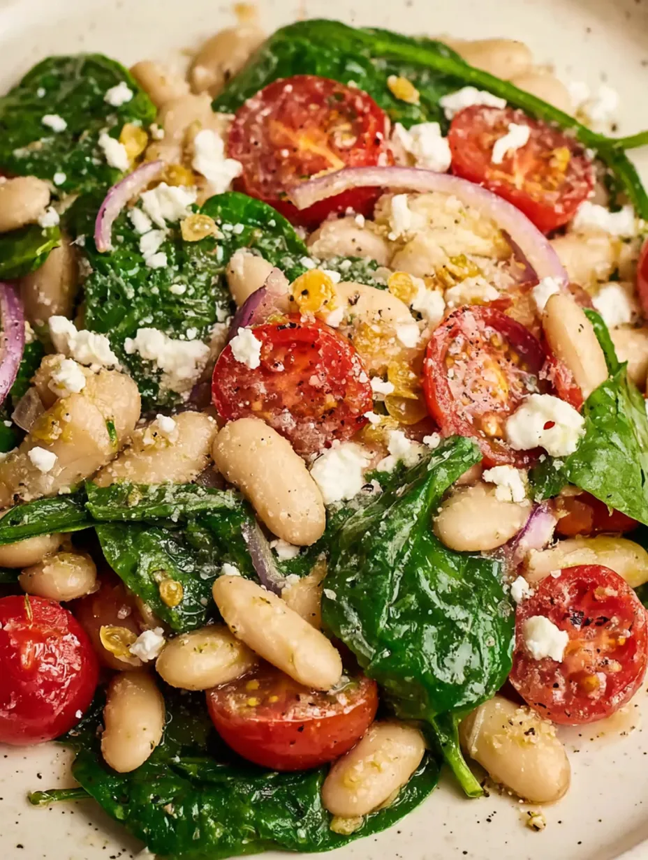A white bean salad with feta and lemon-garlic vinaigrette.
