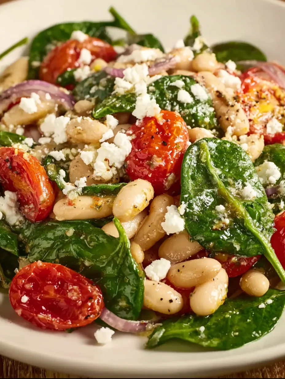 A white bean salad with feta and lemon-garlic vinaigrette.