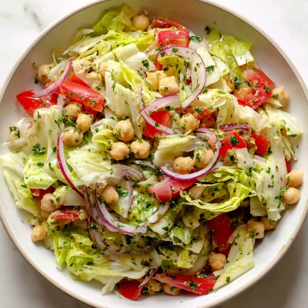 A bowl of herb-marinated veggie and chickpea salad.