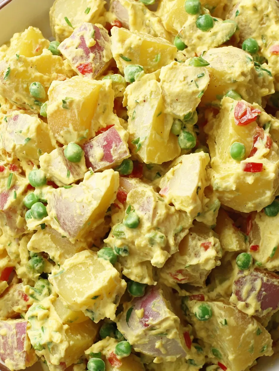 A dish of curried potato salad.