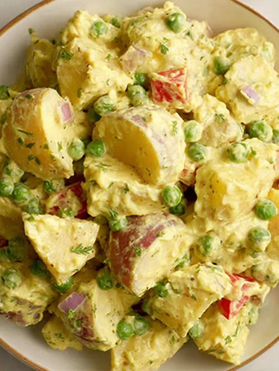 A dish of curried potato salad.