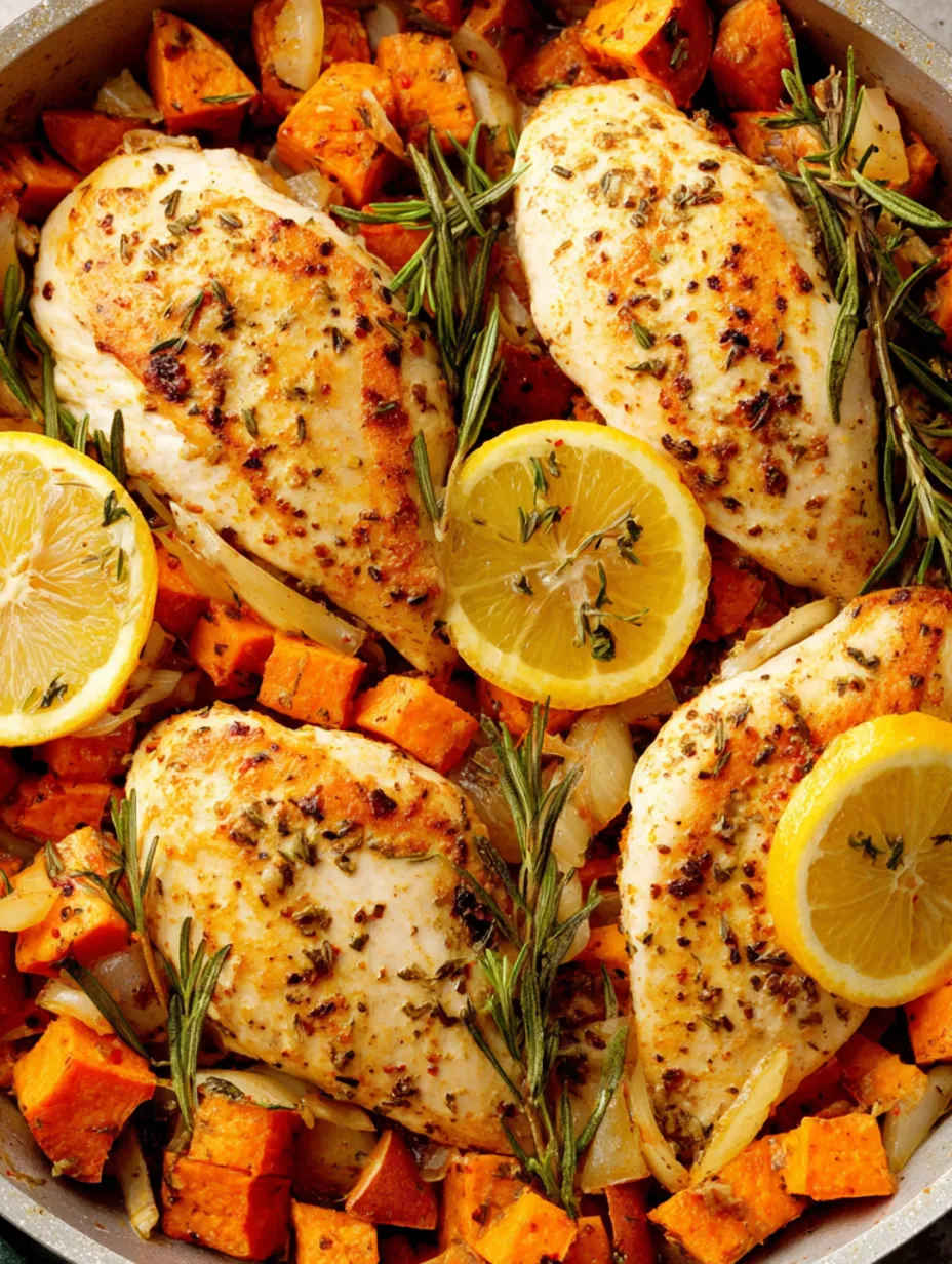 Chicken with lemon and rosemary.