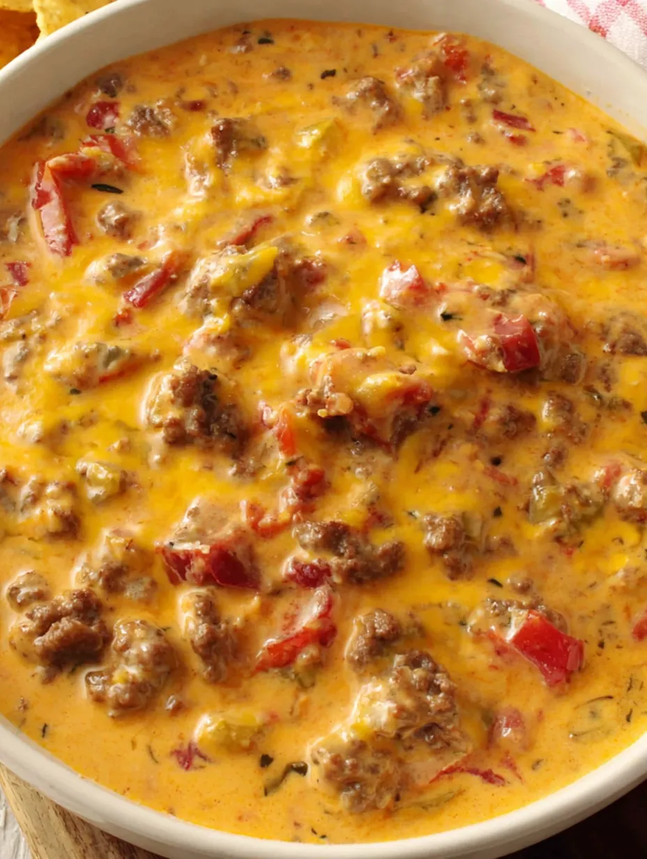 A bowl of Rotel Sausage Dip.