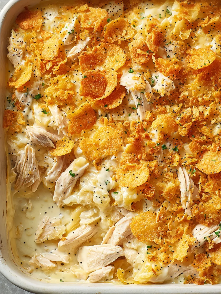 A dish of chicken with a crunchy topping.