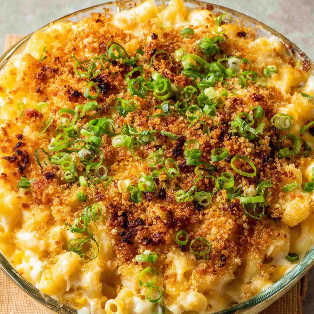 A close up of a macaroni and cheese dish.