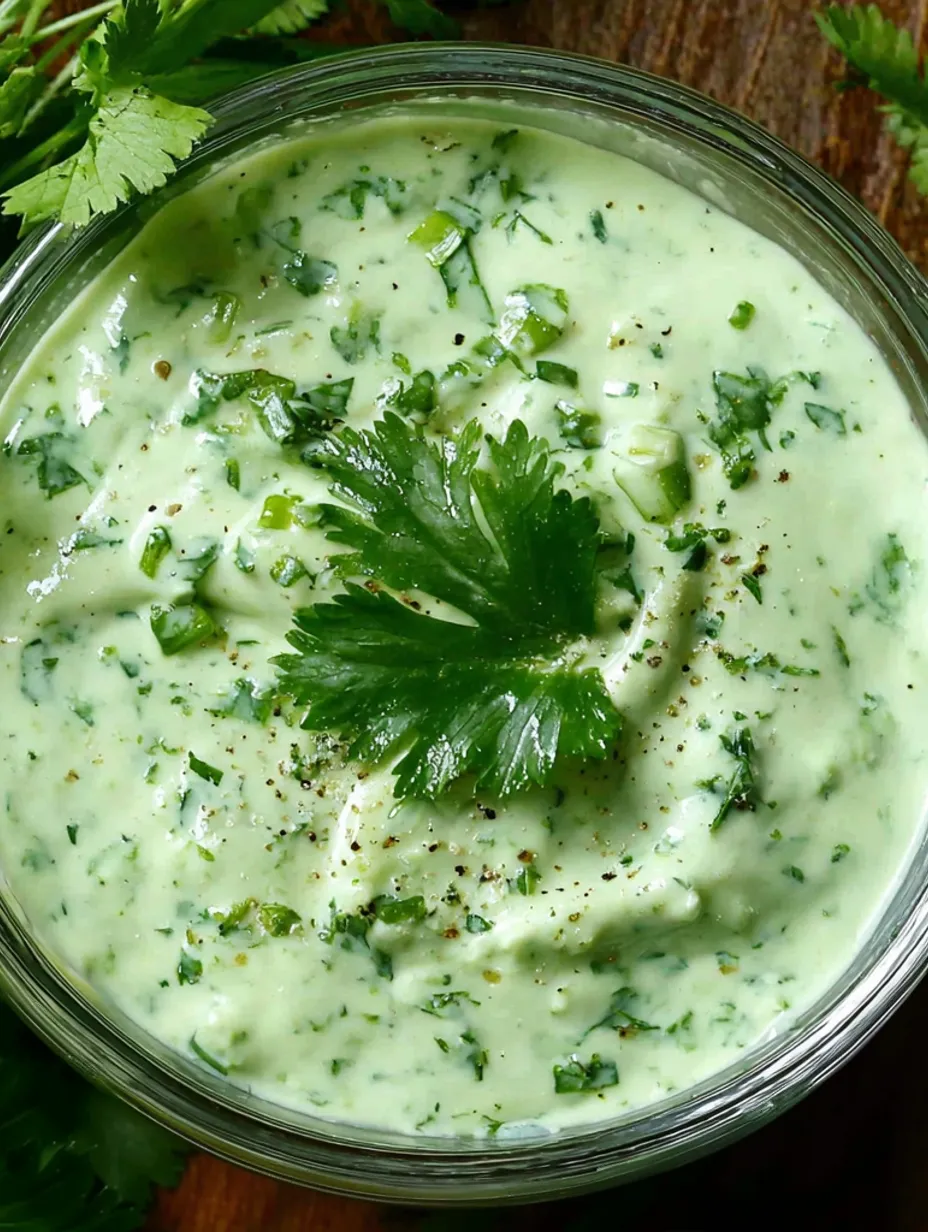 A close up of a cilantro lime sauce.