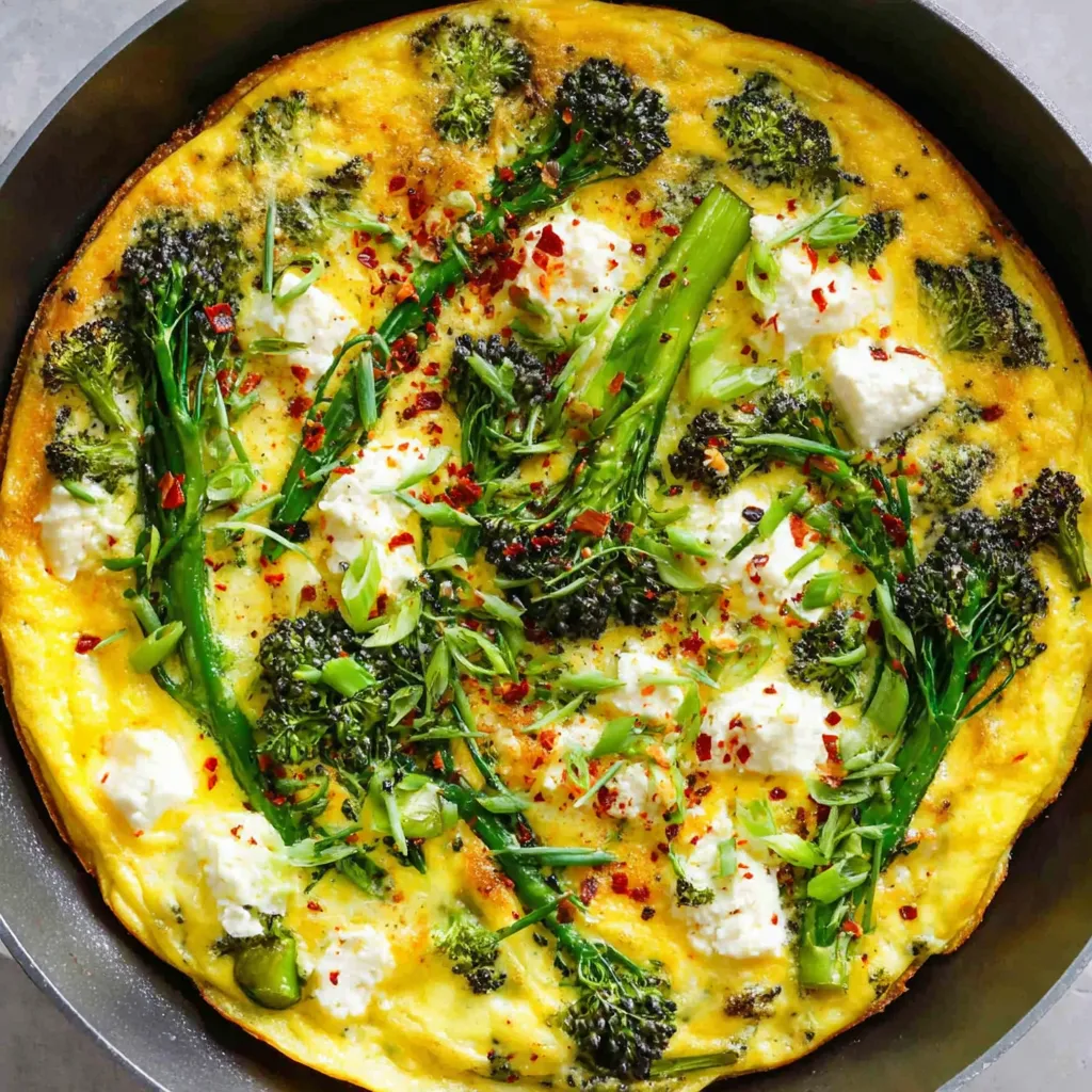 A frittata with broccoli and cheese.