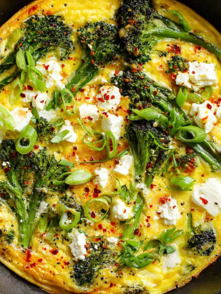 A frittata with broccoli and cheese.