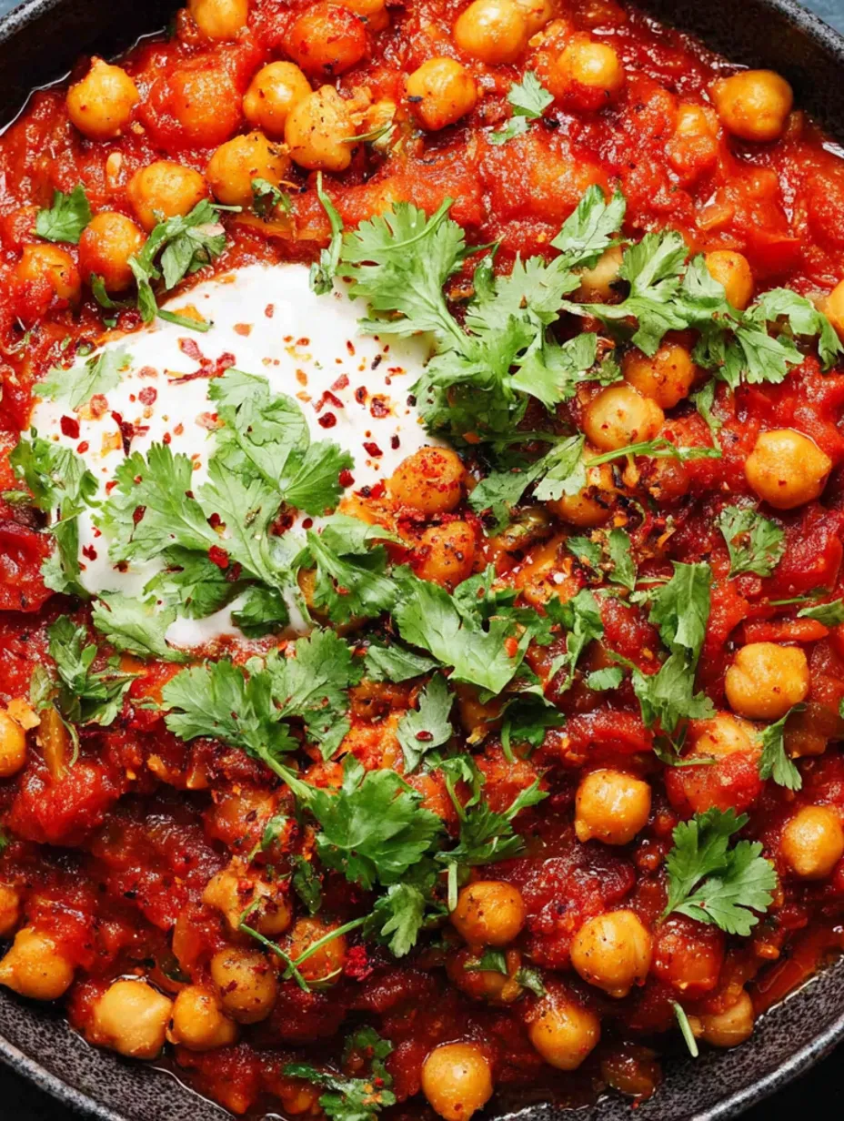 A close up of a Chana Masala dish.