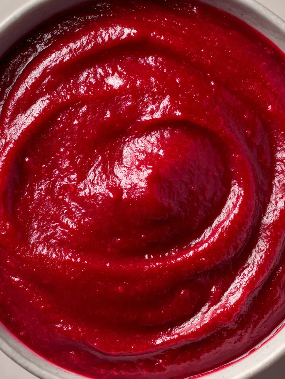 A close up of a red sauce.