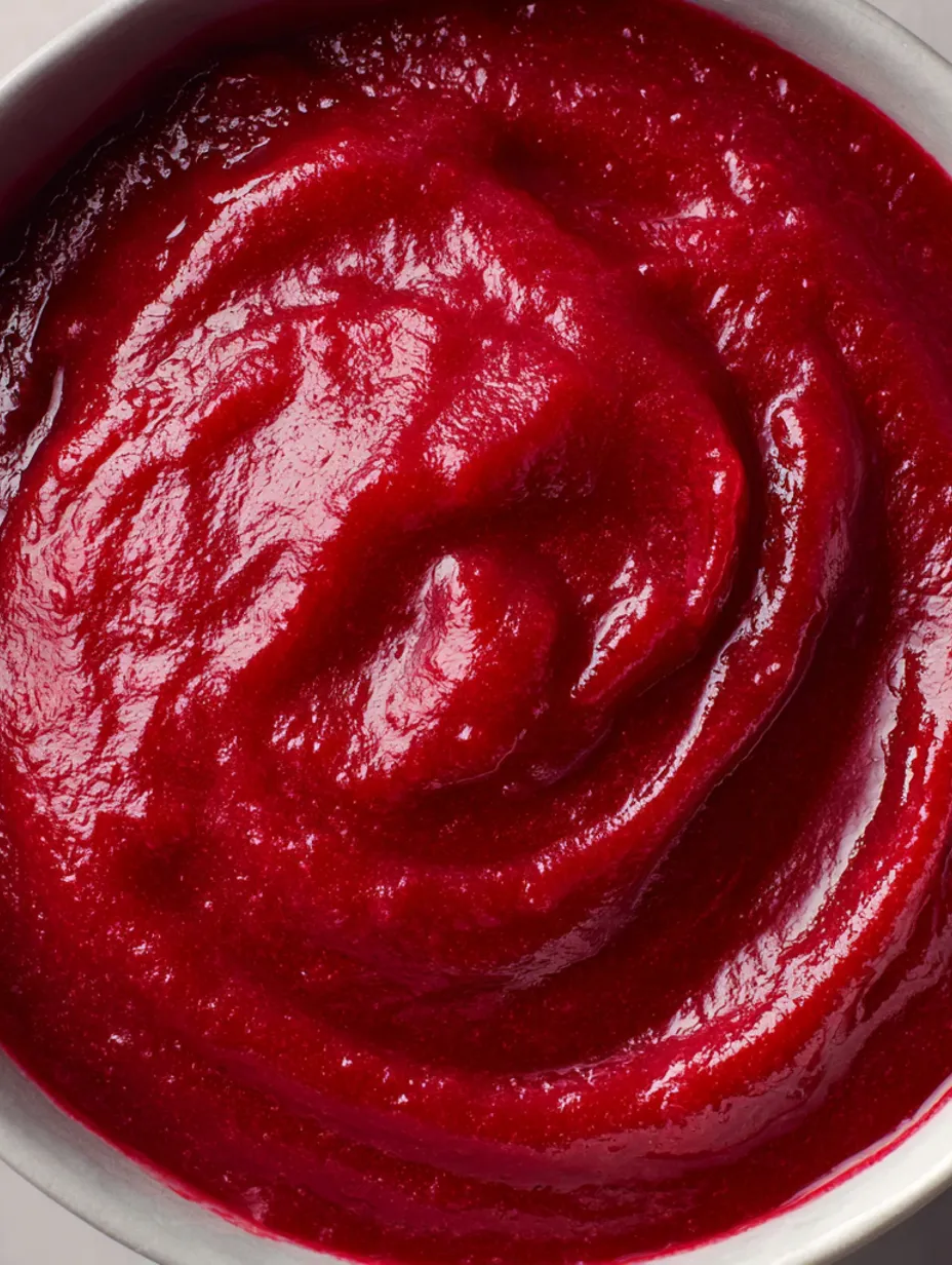 A close up of a red sauce.