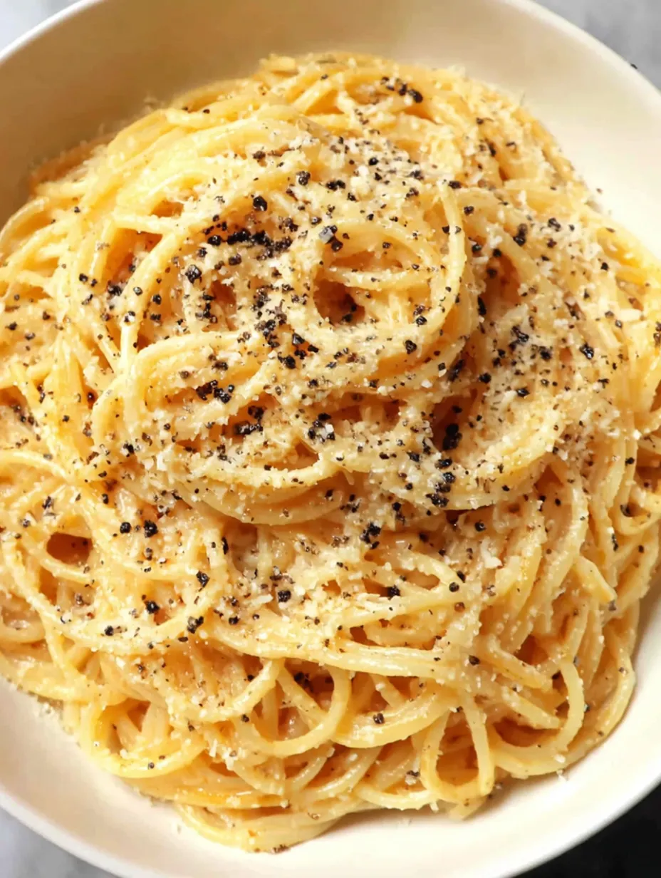 A bowl of spaghetti with black pepper and Parmesan cheese.