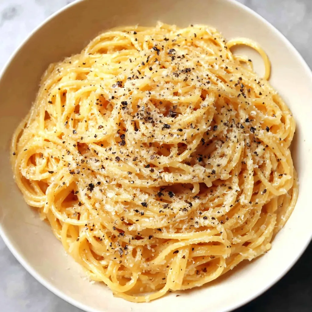 A bowl of spaghetti with black pepper and cheese.