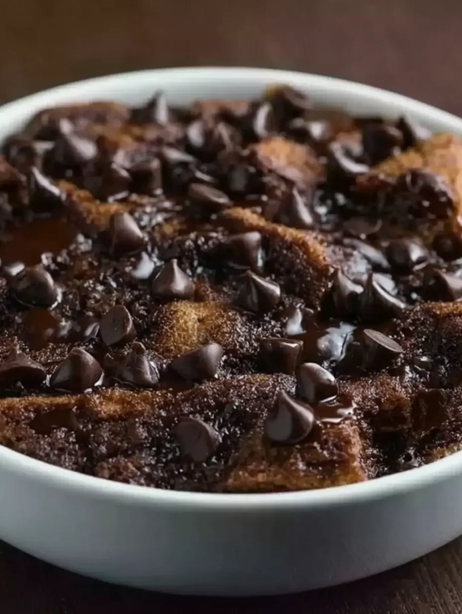 A bowl of chocolate bread pudding.