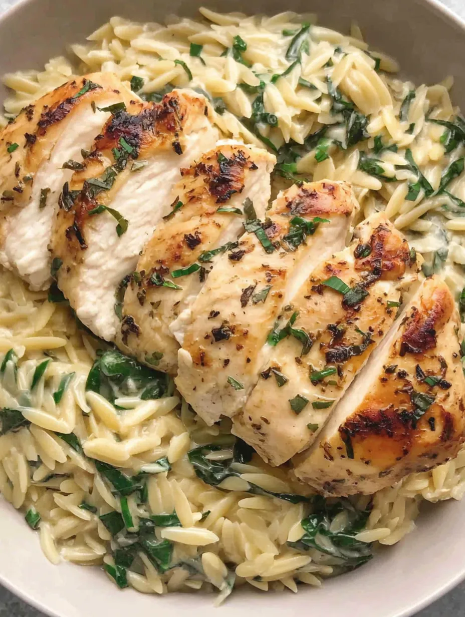 A dish of chicken with rice and herbs.