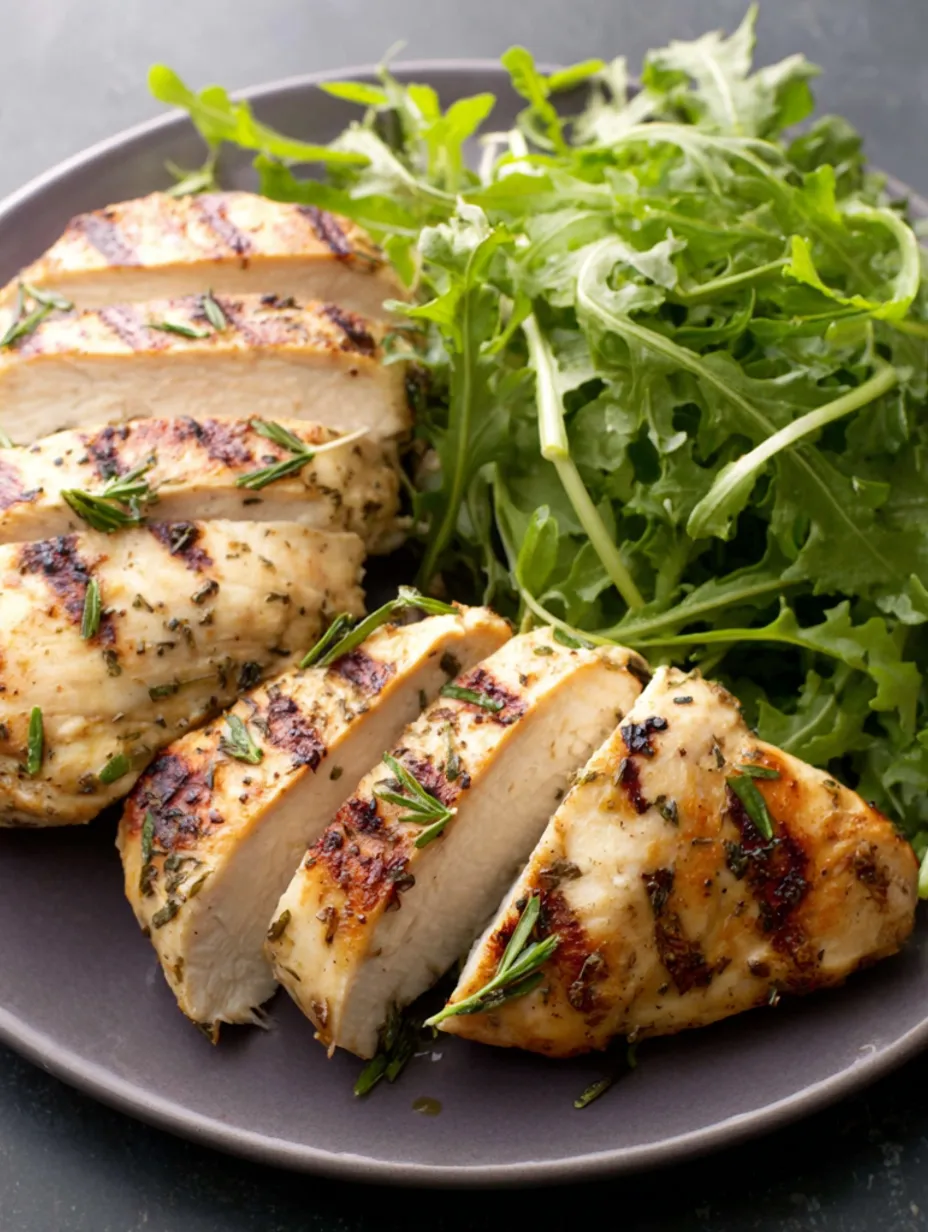 Marinated chicken breasts on a plate.