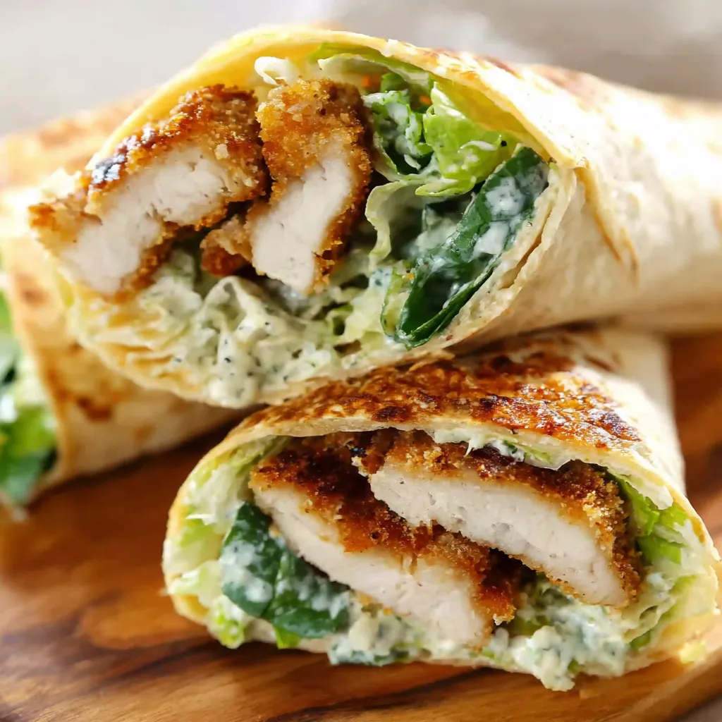 Crispy chicken Caesar wraps.