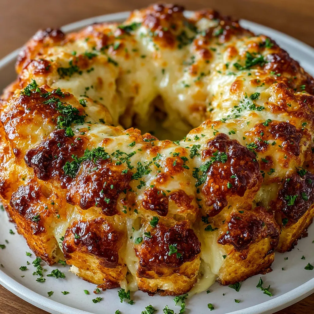 A plate of chicken Alfredo monkey bread.