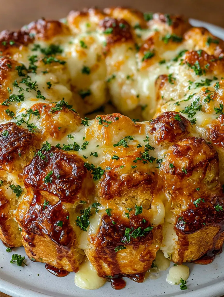 A close up of a chicken Alfredo monkey bread.