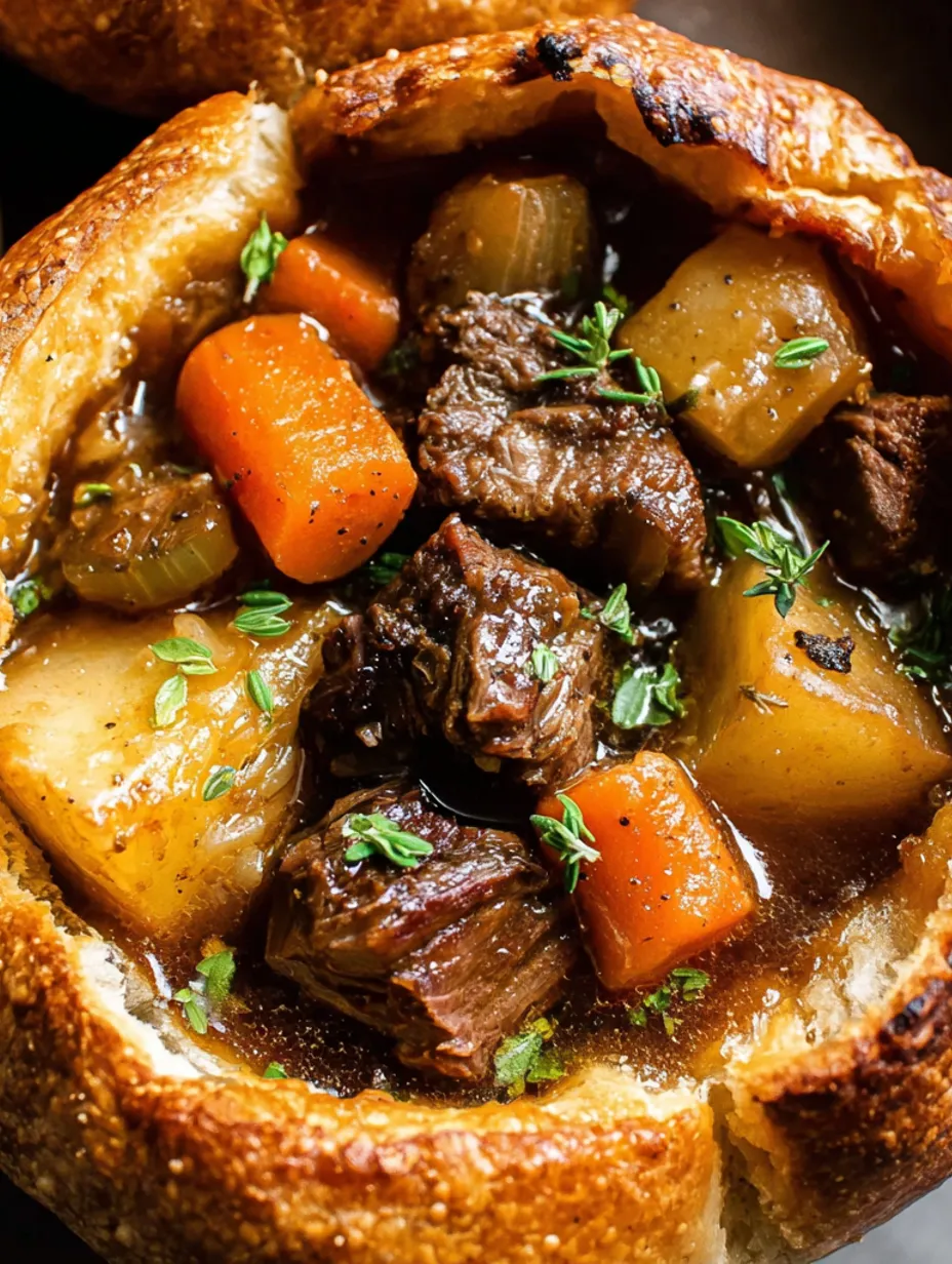A close up of a beef stew in a witch's cauldron.