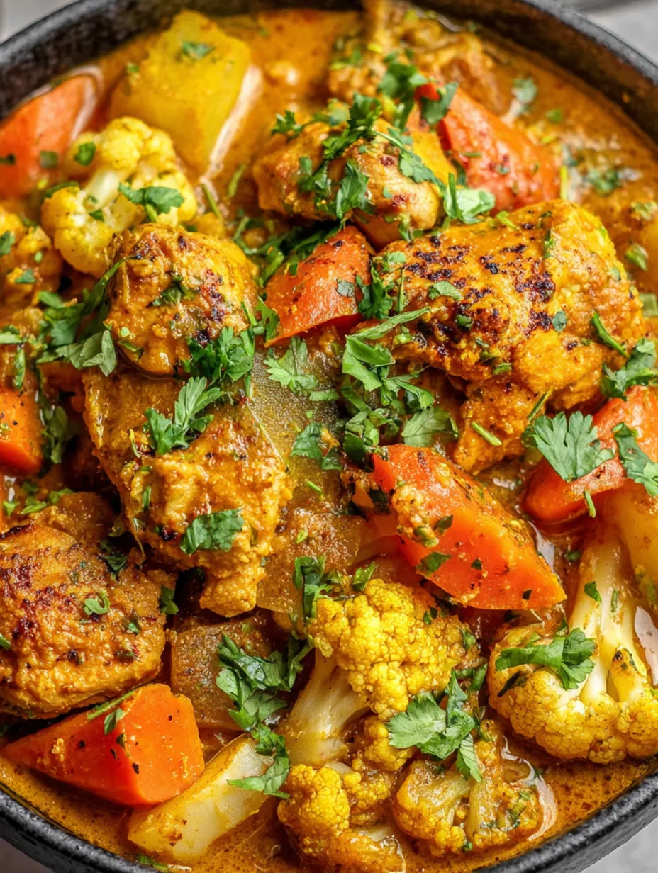 A close up of a delicious curry with a variety of vegetables.