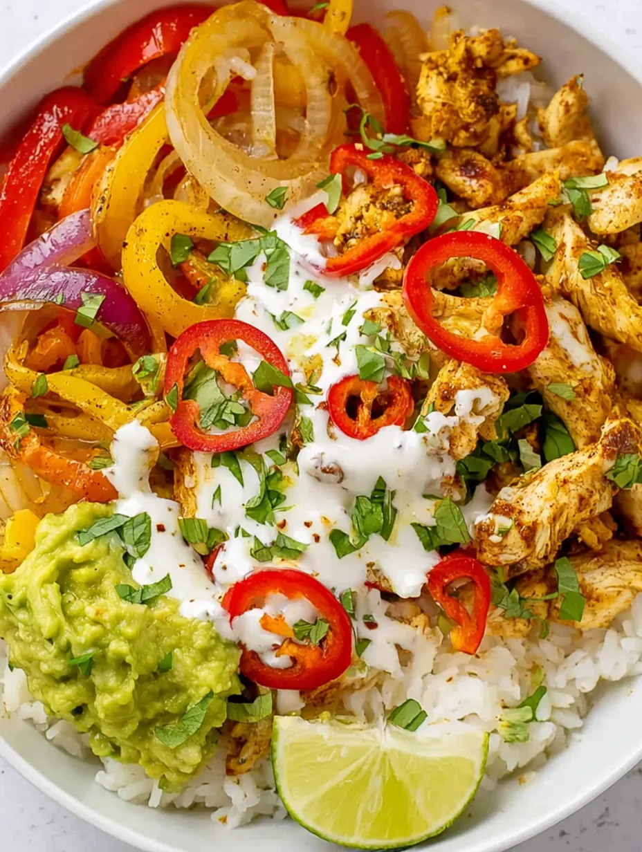 A bowl of chicken fajita rice.