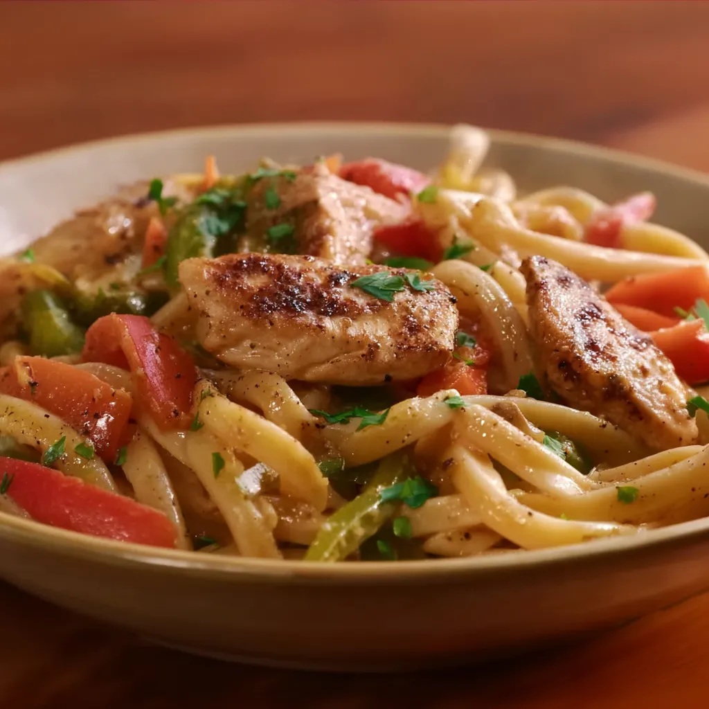 A bowl of Cajun Chicken Pasta.
