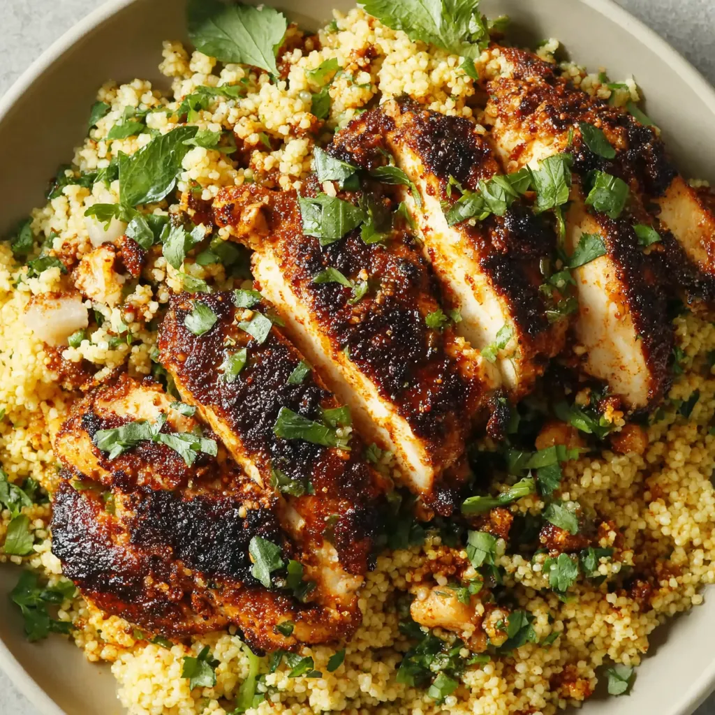 A bowl of grilled Moroccan chicken.