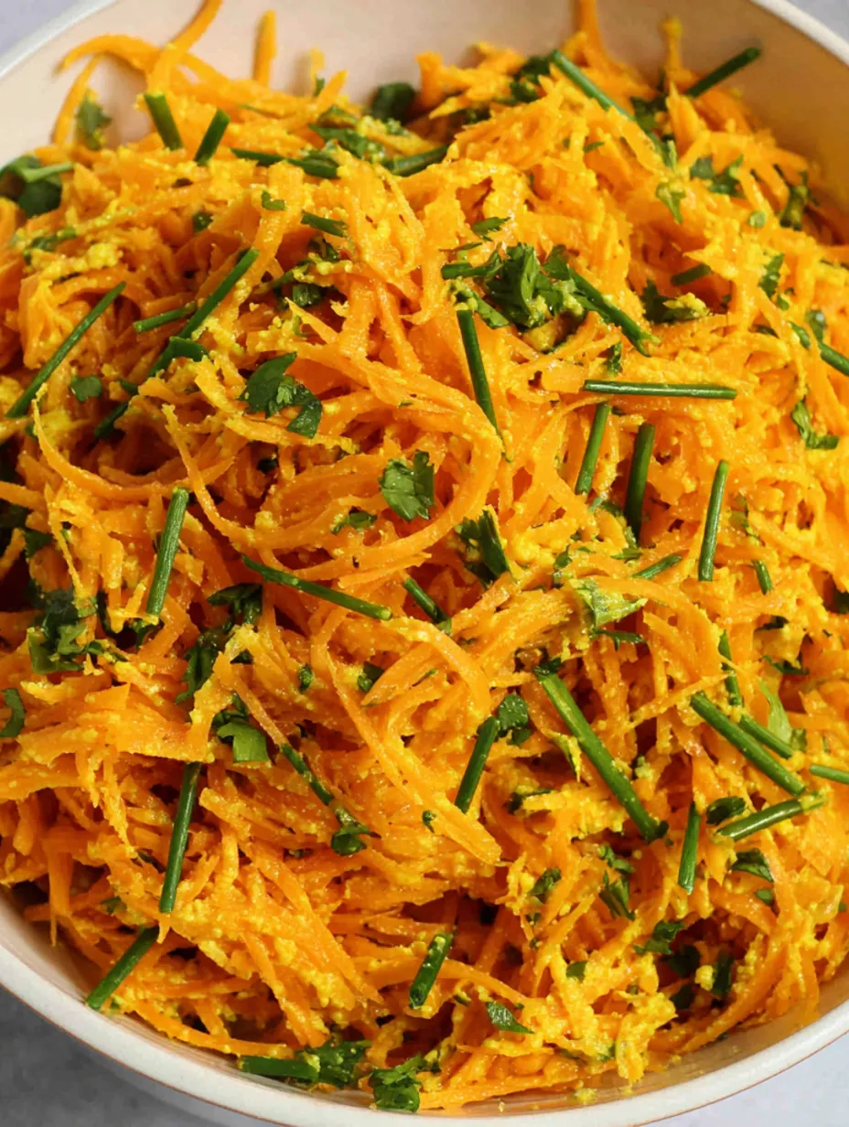 French Grated Carrot Salad with Lemon Dijon Vinaigrette.