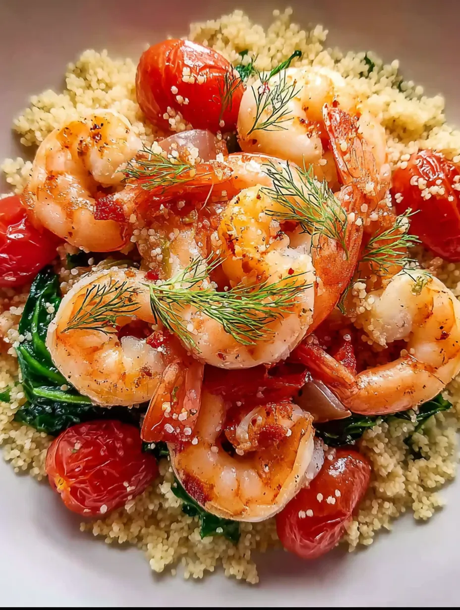 A plate of shrimp with tomatoes and rice.