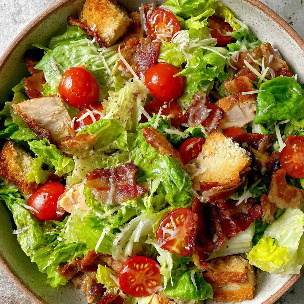 A BLT salad with chicken.