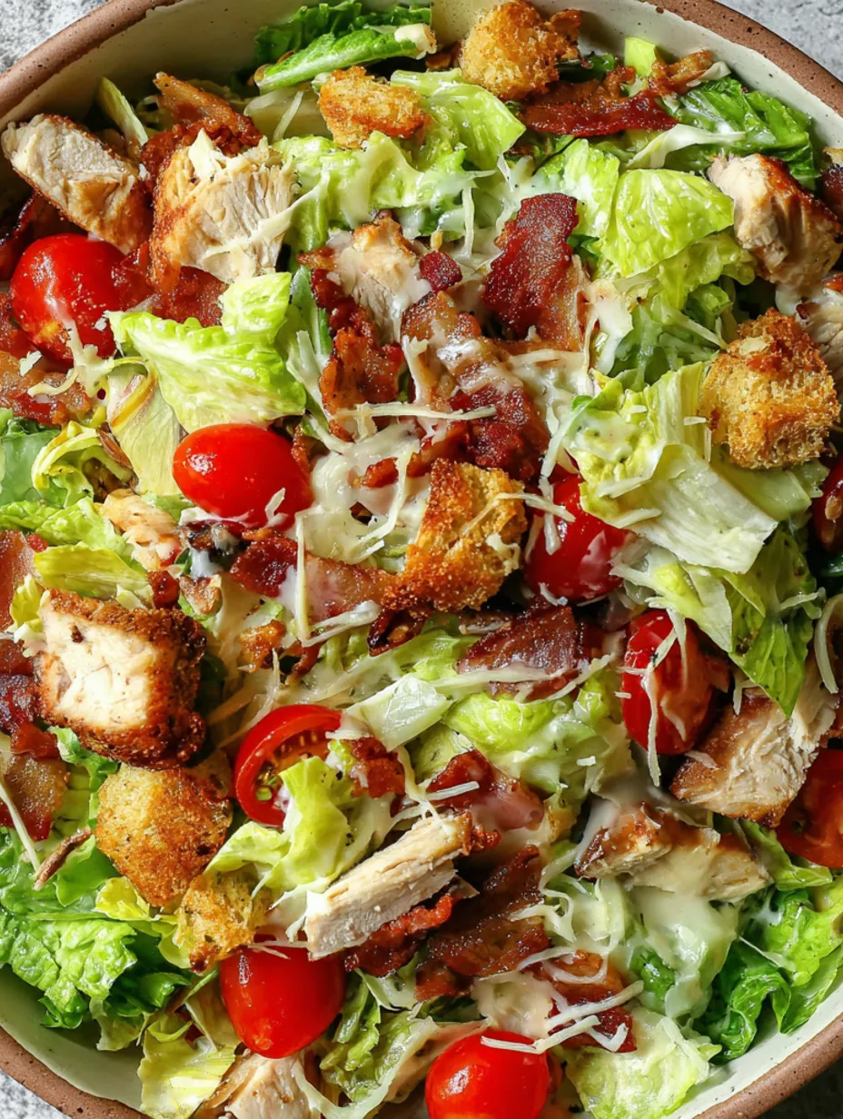 A BLT salad with chicken.