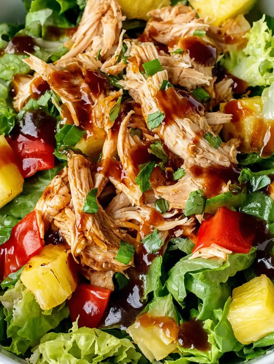 A close up of a Hawaiian chicken salad bowl.