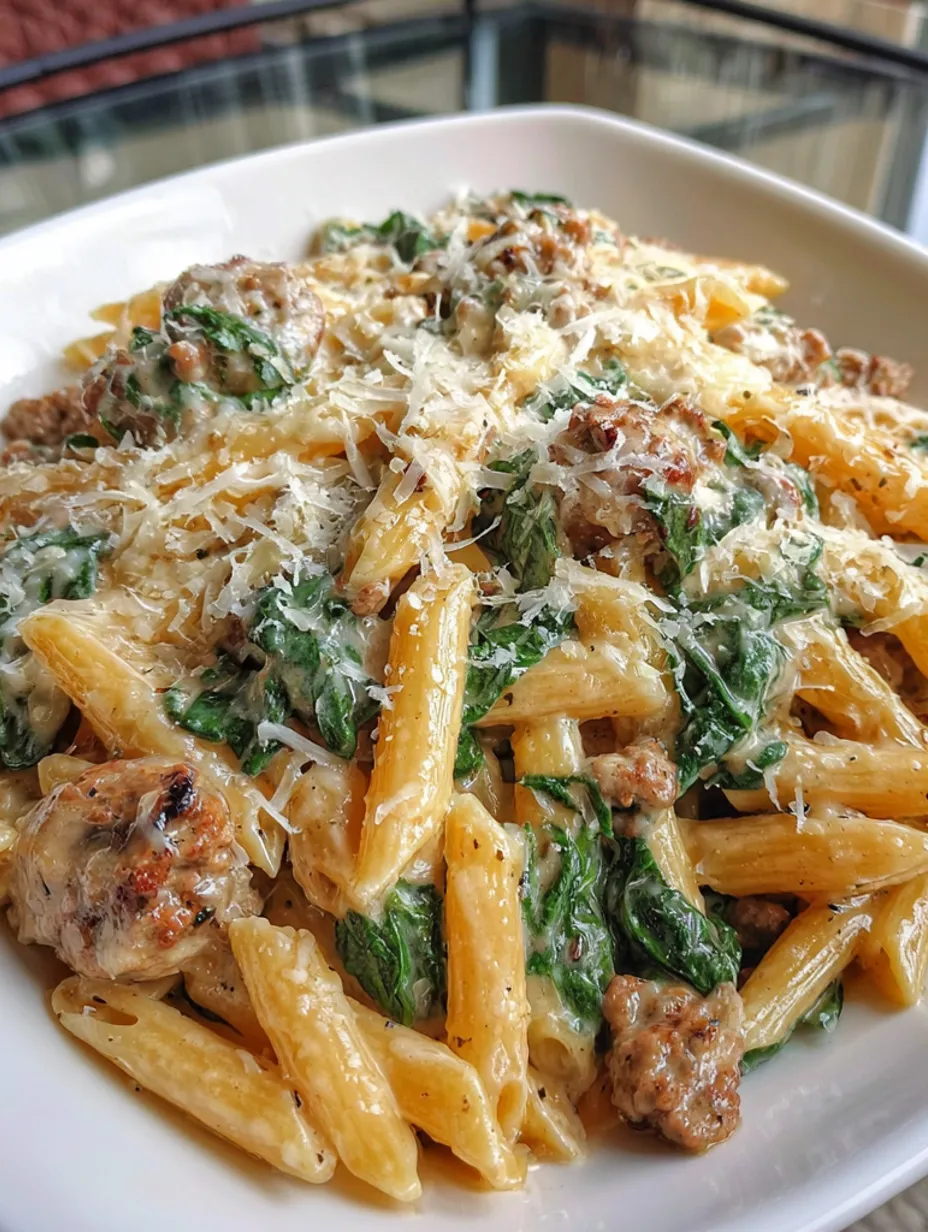 A plate of creamy garlic butter beef penne.