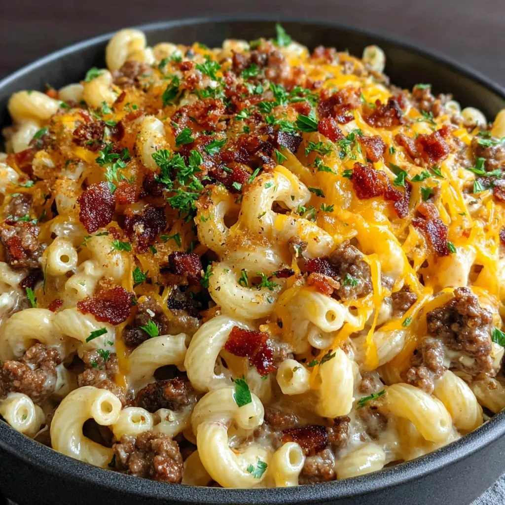 A creamy bacon cheeseburger alfredo.