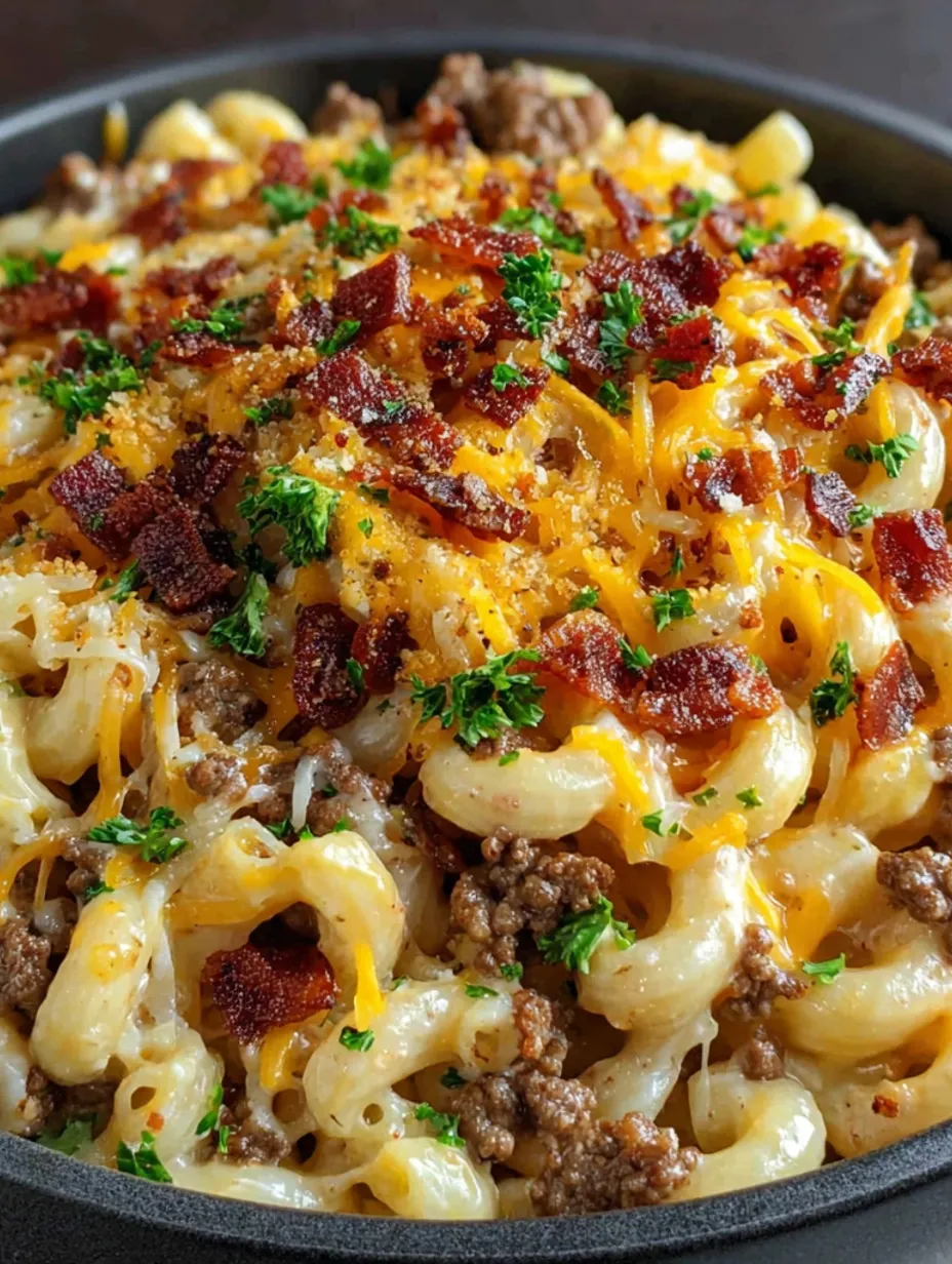 A creamy bacon cheeseburger alfredo.