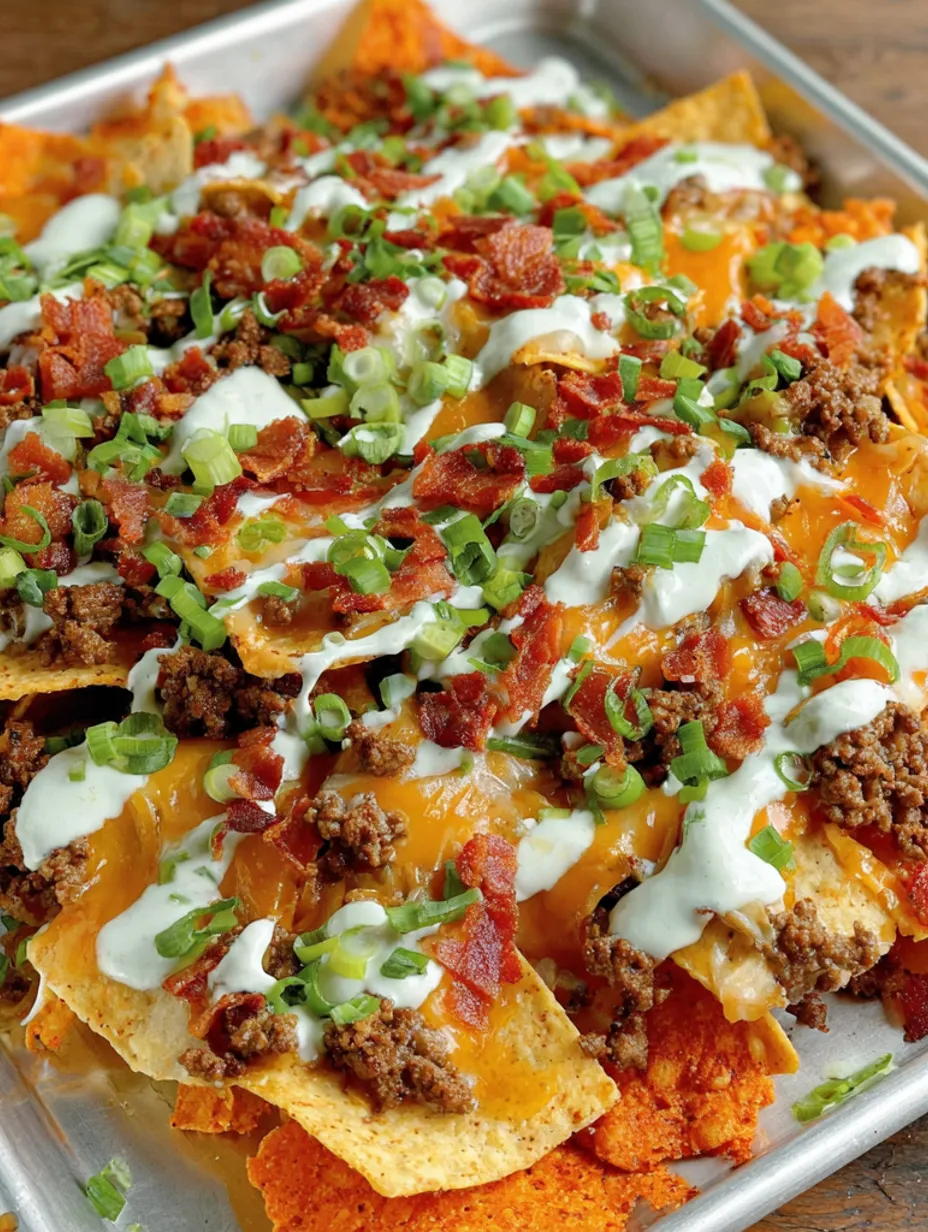 A plate of beef and bacon cream Doritos.
