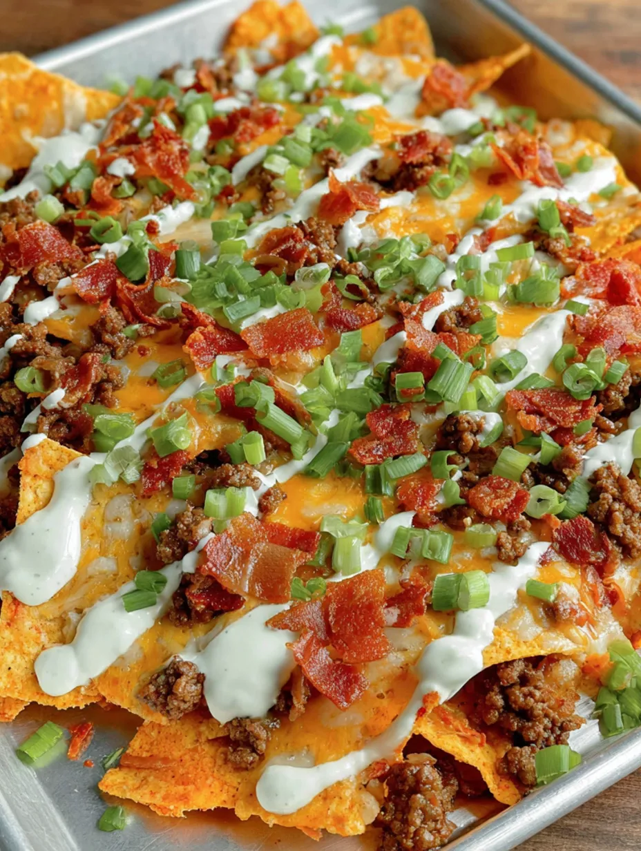 A plate of beef and bacon cream Doritos.