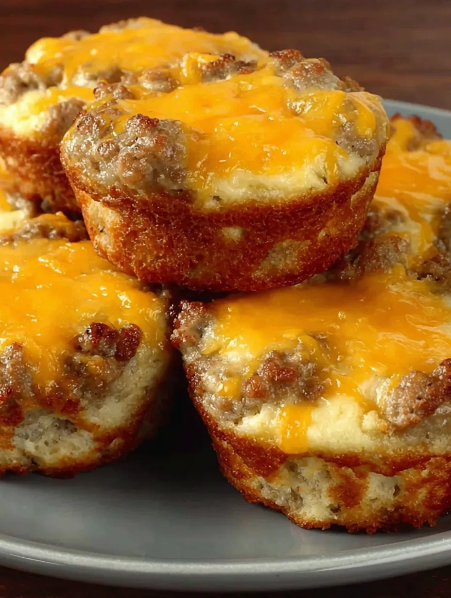 Sausage biscuit muffins on a plate.