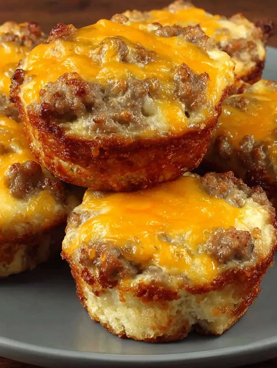 Sausage biscuit muffins on a plate.