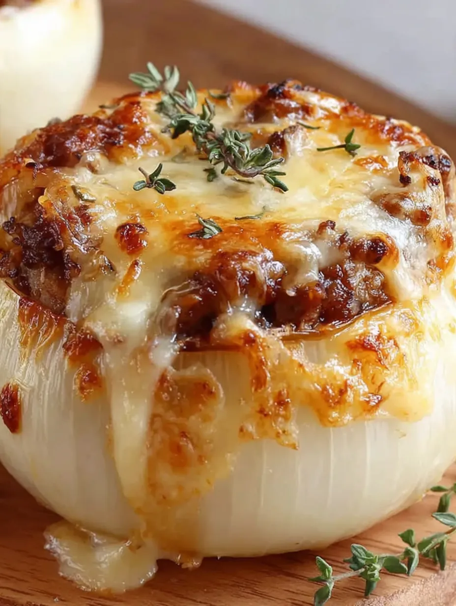 A stuffed onion with cheese and herbs.